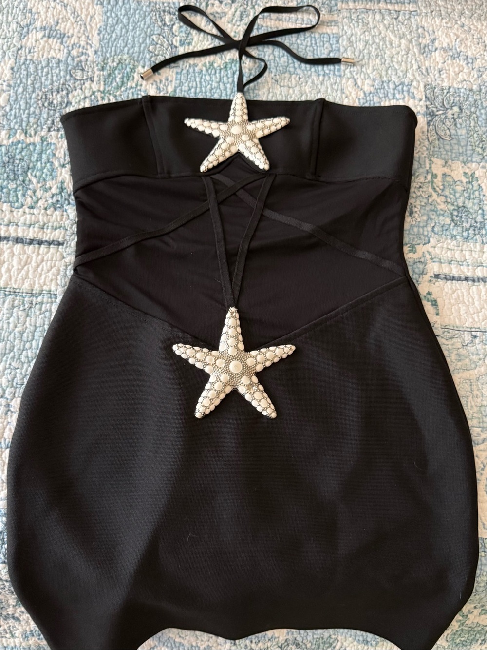 Black Strapless starfish bandage dress